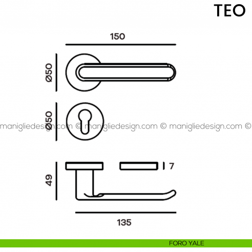 Maniglia per porta Teo Comit foro yale