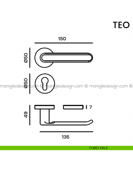 Maniglia per porta Teo Comit foro yale
