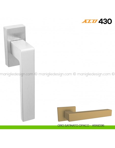 Maniglia per finestra martellina DK ALU 430 Comit oro satinato opaco