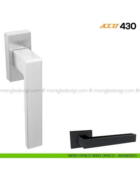 Maniglia per finestra martellina DK ALU 430 Comit nero opaco RAL 9005