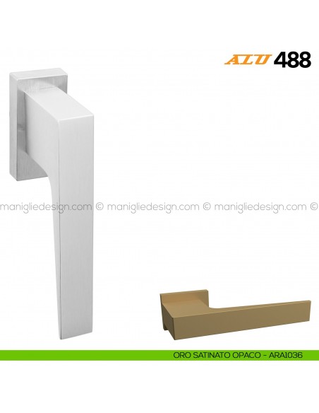 Maniglia per finestra martellina DK ALU 488 Comit oro satinato opaco