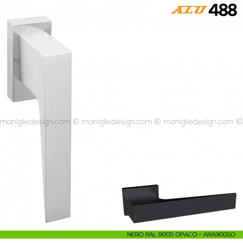 Maniglia per finestra martellina DK ALU 488 Comit nero opaco RAL 9005