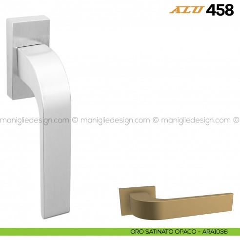 Maniglia per finestra martellina DK ALU 458 Comit oro satinato opaco