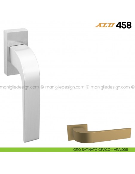 Maniglia per finestra martellina DK ALU 458 Comit oro satinato opaco