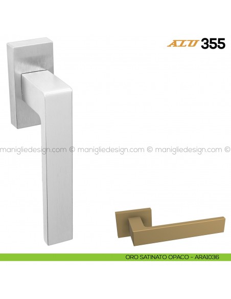 Maniglia per finestra martellina DK ALU 355 Comit oro satinato opaco
