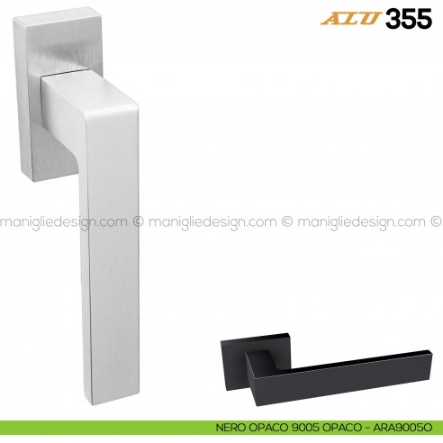 Maniglia per finestra martellina DK ALU 355 Comit nero opaco - RAL9005