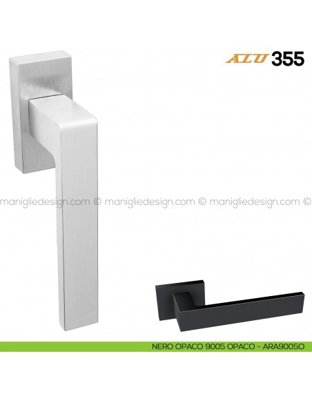 Maniglia per finestra martellina DK ALU 355 Comit nero opaco - RAL9005