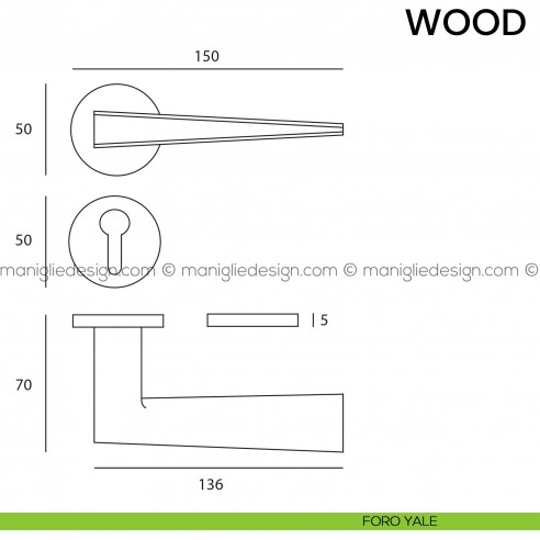 Maniglia per porta Wood Comit foro yale