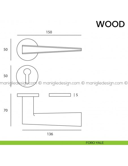 Maniglia per porta Wood Comit foro yale
