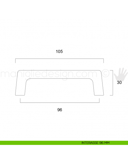 Maniglia moderna per mobile Metal Style MG4057 interasse 96 mm