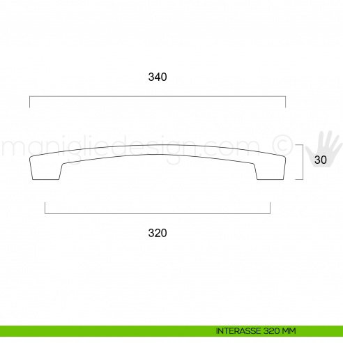 Maniglia in metallo per mobile Metal Style Cool Grey MG4122 interasse 320 mm