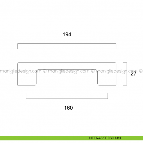 Maniglia squadrata per mobile Metal Style Cromo Lucido MG32038 interasse 160