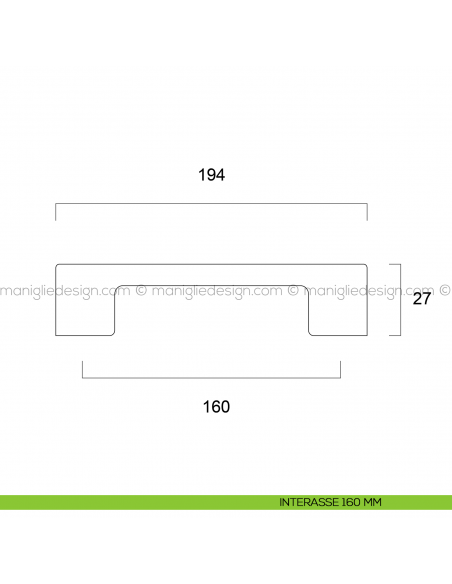 Maniglia squadrata per mobile Metal Style Cromo Lucido MG32038 interasse 160