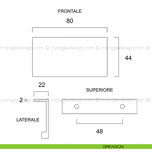 Maniglia per mobile Confalonieri MB09153 dimensioni
