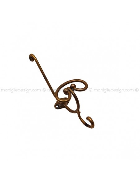 Appendiabiti a parete classico con cappelliera Metal Style MG10387 ottone antico