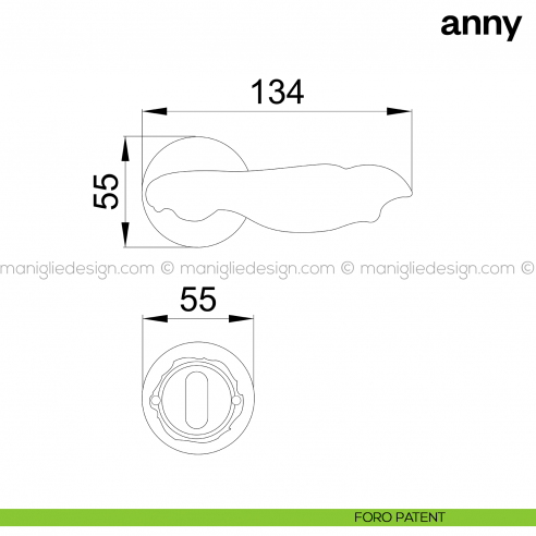 Maniglia per porta Anny Poggi Mariani con rosetta tonda foro patent