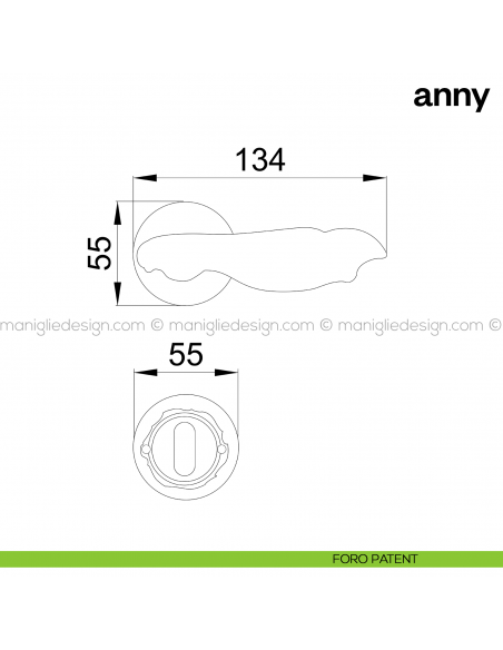 Maniglia per porta Anny Poggi Mariani con rosetta tonda foro patent