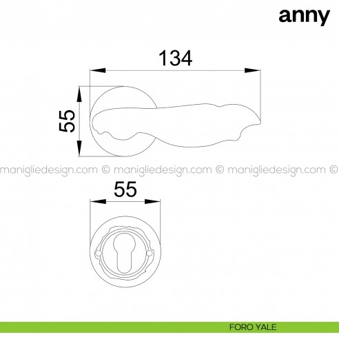 Maniglia per porta Anny Poggi Mariani con rosetta tonda foro yale