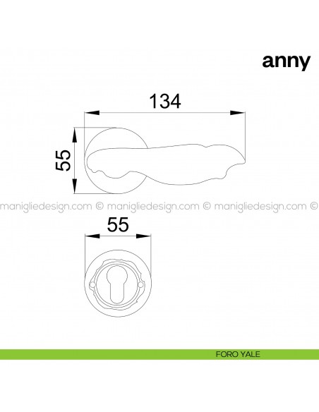 Maniglia per porta Anny Poggi Mariani con rosetta tonda foro yale