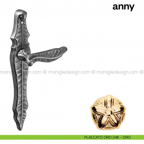 Maniglia per porta con placca Anny Poggi Mariani Placcato oro 24K - ORO