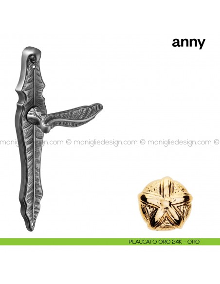 Maniglia per porta con placca Anny Poggi Mariani Placcato oro 24K - ORO