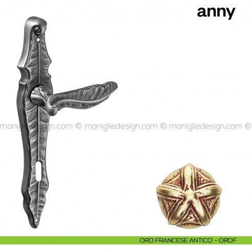 Maniglia per porta con placca Anny Poggi Mariani Oro francesce antico - OROF foro patent