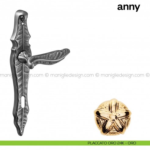Maniglia per porta con placca Anny Poggi Mariani Placcato oro 24K - ORO foro patent