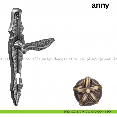 Maniglia per porta con placca Anny Poggi Mariani Bronzo satinato opaco - BSO foro yale