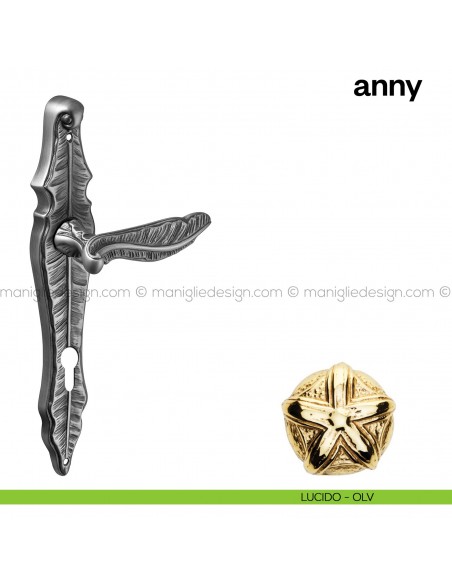 Maniglia per porta con placca Anny Poggi Mariani Lucido - OLV foro yale