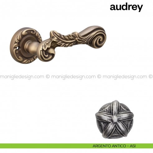 Maniglia per porta Audrey Poggi Mariani con rosetta tonda Argento antico - ASI