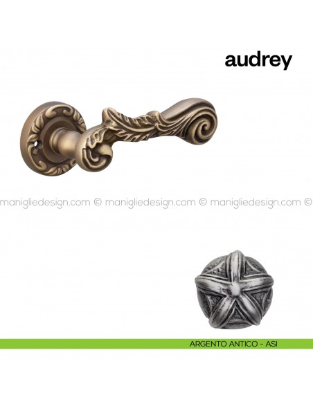 Maniglia per porta Audrey Poggi Mariani con rosetta tonda Argento antico - ASI