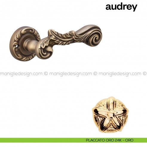 Maniglia per porta Audrey Poggi Mariani con rosetta tonda Placcato oro 24K - ORO