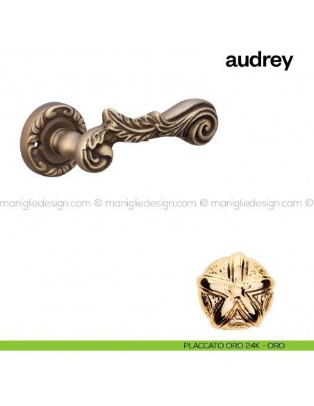 Maniglia per porta Audrey Poggi Mariani con rosetta tonda Placcato oro 24K - ORO
