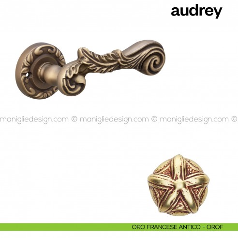 Maniglia per porta Audrey Poggi Mariani con rosetta tonda Oro francesce antico - OROF