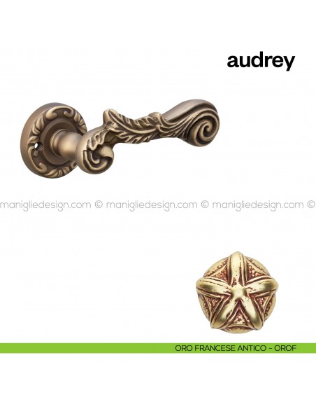 Maniglia per porta Audrey Poggi Mariani con rosetta tonda Oro francesce antico - OROF