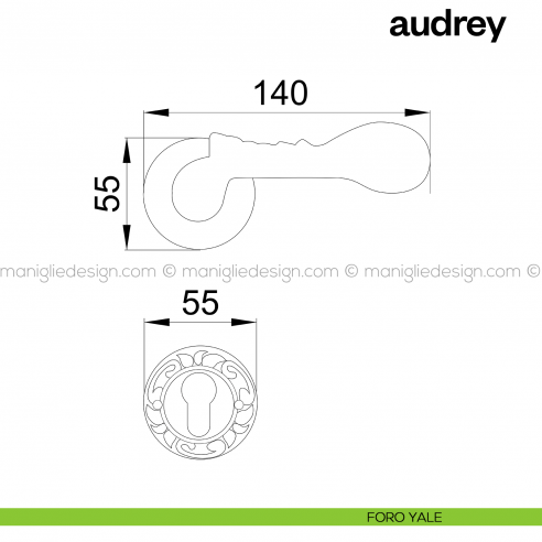 Maniglia per porta Audrey Poggi Mariani con rosetta tonda foro yale