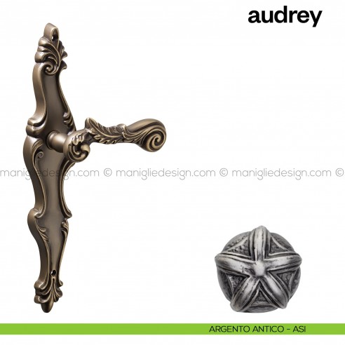 Maniglia per porta con placca Audrey Poggi Mariani Argento antico - ASI