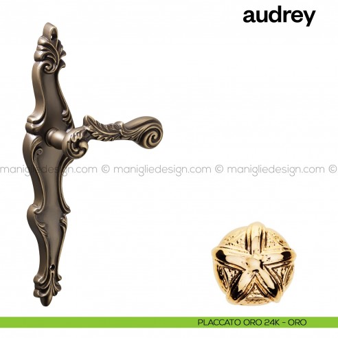 Maniglia per porta con placca Audrey Poggi Mariani Placcato oro 24K - ORO