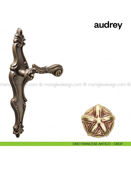 Maniglia per porta con placca Audrey Poggi Mariani Oro francese antico - OROF
