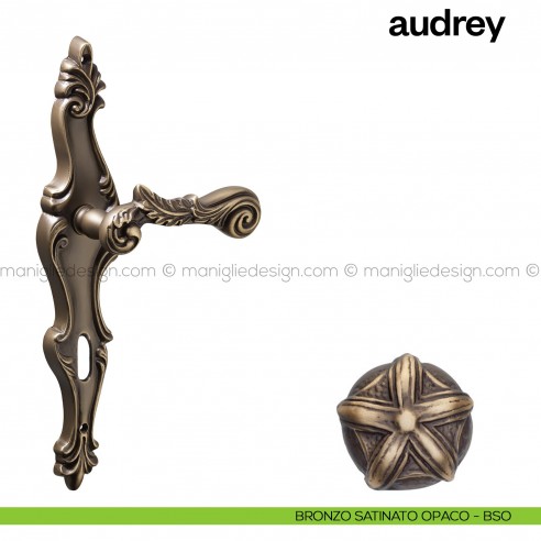 Maniglia per porta con placca Audrey Poggi Mariani Bronzo satinato opaco - BSO foro patent