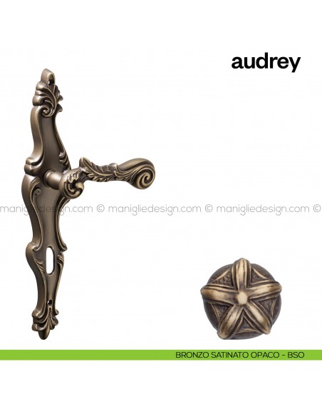 Maniglia per porta con placca Audrey Poggi Mariani Bronzo satinato opaco - BSO foro patent