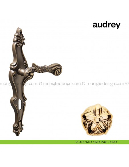 Maniglia per porta con placca Audrey Poggi Mariani Placcato oro 24K - ORO foro patent