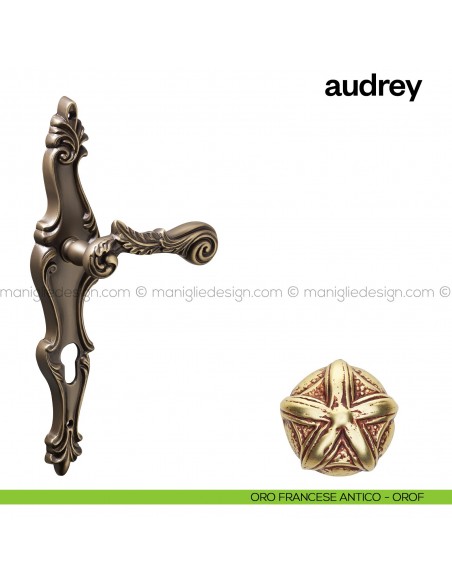 Maniglia per porta con placca Audrey Poggi Mariani Oro francese antico - OROF foro yale