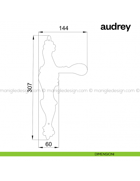 Maniglia per porta con placca Audrey Poggi Mariani dimensioni
