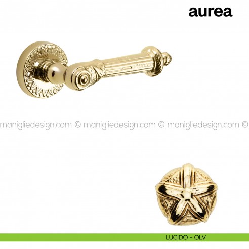 Maniglia per porta Aurea Poggi Mariani con rosetta tonda lucido - OLV