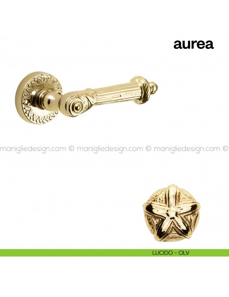 Maniglia per porta Aurea Poggi Mariani con rosetta tonda lucido - OLV