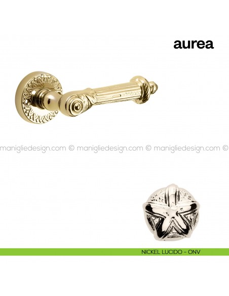 Maniglia per porta Aurea Poggi Mariani con rosetta nickel lucido - ONV