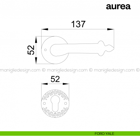 Maniglia per porta Aurea Poggi Mariani con rosetta tonda foro yale