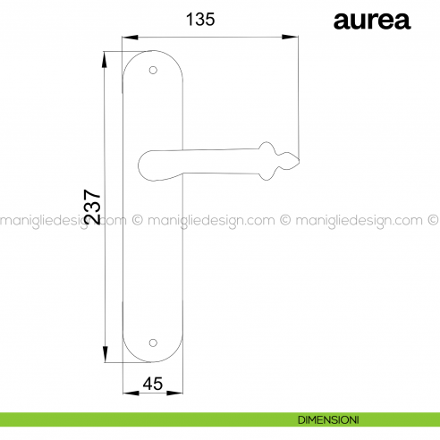 Maniglia per porta con placca Aurea Poggi Mariani cieca