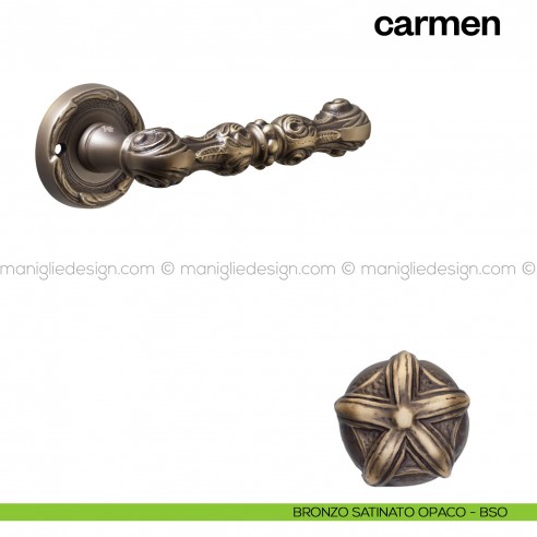 Maniglia per porta Carmen Poggi Mariani con rosetta tonda bronzo satinato opaco - BSO